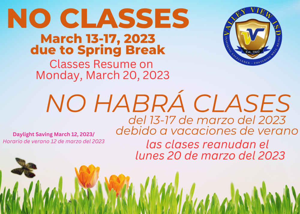 Spring Break.  No Classes March 13-17, 2023
