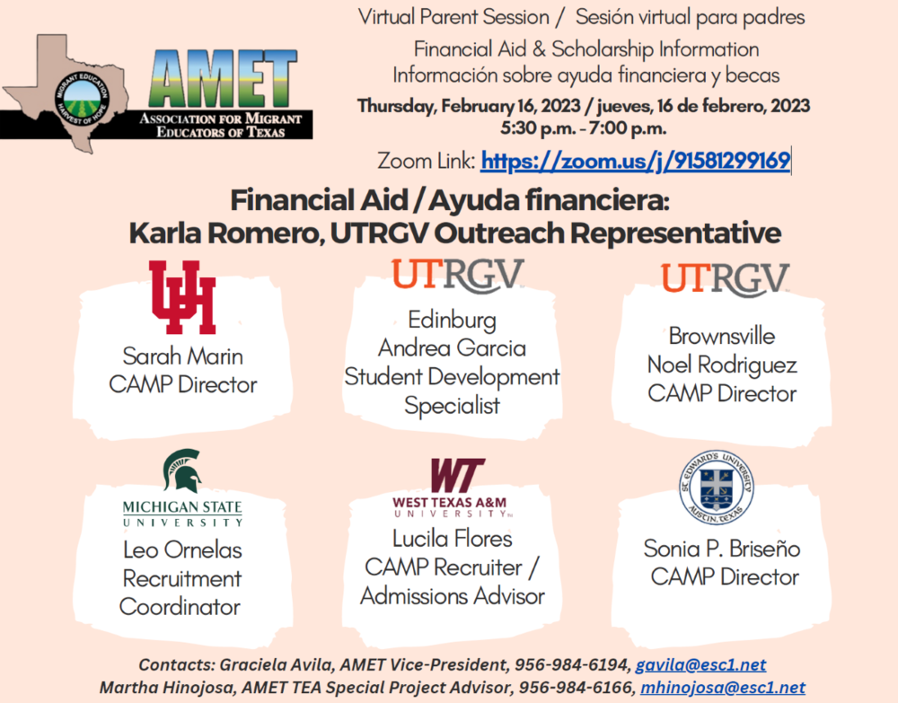 AMET Free Virtual Parent Session on CAMP Scholarships and Financial Aid